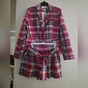Jcrew Factory Set Madras Plaid Blazer Sz 4+ Shorts Sz 6 Nwt